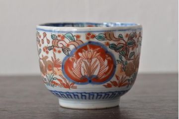 幕末〜明治　伊万里焼　色絵金彩兎図　蕎麦猪口3客(R-044537)