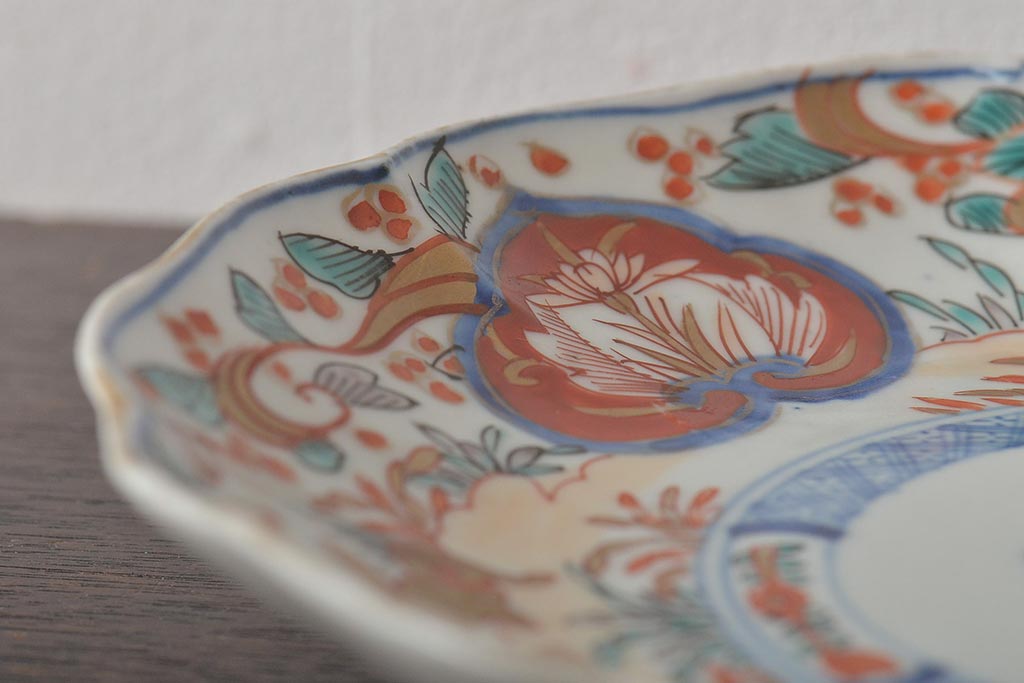 幕末〜明治　伊万里焼　色絵金彩兎図　7寸皿3枚(中皿)(R-044540)