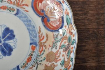 幕末〜明治　伊万里焼　色絵金彩兎図　7寸皿3枚(中皿)(R-044540)