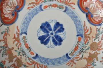 幕末〜明治　伊万里焼　色絵金彩兎図　7寸皿3枚(中皿)(R-044540)