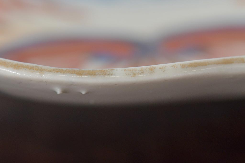 幕末〜明治　伊万里焼　色絵金彩兎図　7寸皿3枚(中皿)(R-044540)