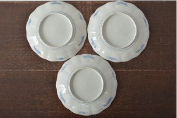 幕末〜明治　伊万里焼　色絵金彩兎図　7寸皿3枚(中皿)(R-044540)