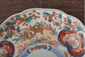 幕末〜明治　伊万里焼　色絵金彩兎図　7寸皿3枚(中皿)(R-044541)