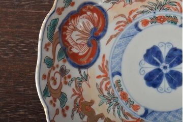 幕末〜明治　伊万里焼　色絵金彩兎図　7寸皿3枚(中皿)(R-044541)