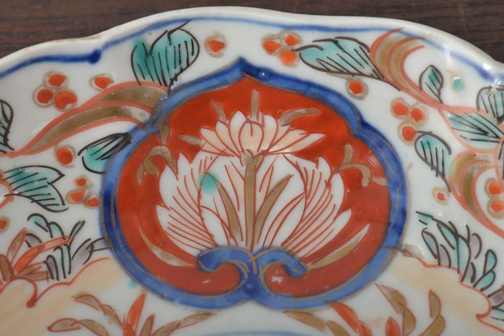 幕末〜明治　伊万里焼　色絵金彩兎図　7寸皿3枚(中皿)(R-044541)