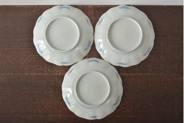 幕末〜明治　伊万里焼　色絵金彩兎図　7寸皿3枚(中皿)(R-044541)