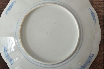 幕末〜明治　伊万里焼　色絵金彩兎図　7寸皿3枚(中皿)(R-044541)