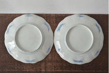 幕末〜明治　伊万里焼　色絵金彩兎図　7寸皿2枚(中皿)(R-044542)