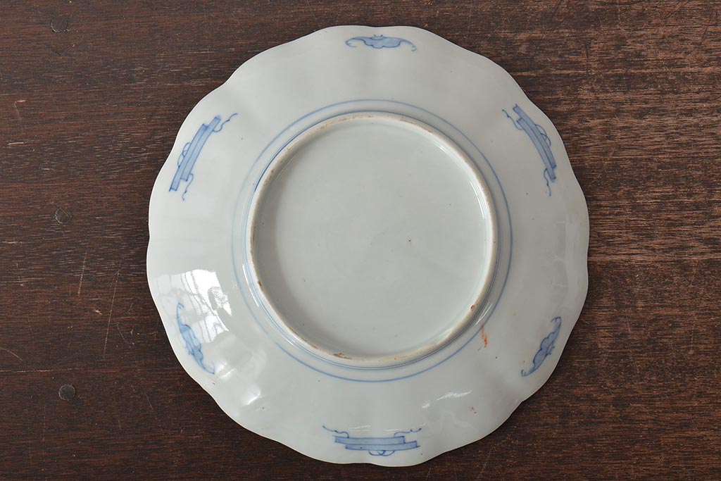 幕末〜明治　伊万里焼　色絵金彩兎図　7寸皿2枚(中皿)(R-044542)