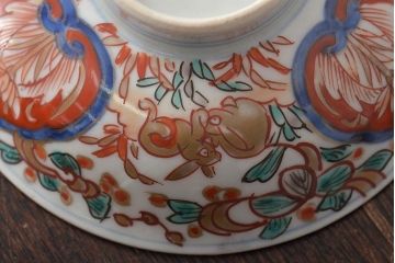 幕末〜明治　伊万里焼　色絵金彩兎図　蓋茶碗3客(和食器)(R-044543)