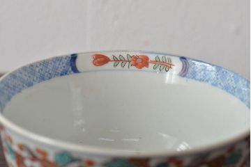 幕末〜明治　伊万里焼　色絵金彩兎図　蓋茶碗3客(和食器)(R-044543)
