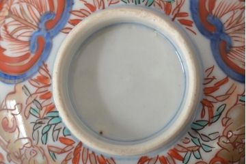 幕末〜明治　伊万里焼　色絵金彩兎図　蓋茶碗3客(和食器)(R-044543)
