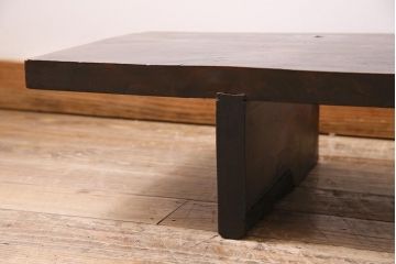 和製アンティーク　大正昭和初期　もみの木一枚板　シックな色合いの裁ち板(座机、ローテーブル、作業台)(R-044545)