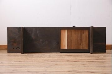 和製アンティーク　大正昭和初期　もみの木一枚板　シックな色合いの裁ち板(座机、ローテーブル、作業台)(R-044545)