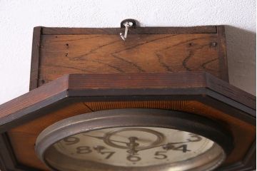 アンティーク雑貨　希少品　明治大正期　日ノ出鶴印　時計産業のパイオニア「時盛舎」の八角柱時計(林市兵衛、林時計、ボンボン時計、振り子時計)(R-044548)