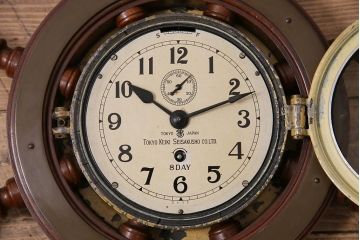 アンティーク雑貨　大正昭和初期　東京計器製作所　ゼンマイ式　ラットの意匠がお洒落な船時計(船舶時計、テンプ式)(R-044550)