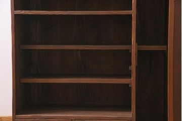 アンティーク家具　和製アンティーク　昭和初期　ヒノキ材　引き出し付き　レトロな雰囲気溢れる下駄箱(収納棚、戸棚)(R-044553)