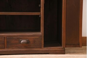 アンティーク家具　和製アンティーク　昭和初期　ヒノキ材　引き出し付き　レトロな雰囲気溢れる下駄箱(収納棚、戸棚)(R-044553)