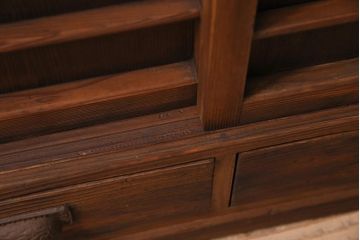 アンティーク家具　和製アンティーク　昭和初期　ヒノキ材　引き出し付き　レトロな雰囲気溢れる下駄箱(収納棚、戸棚)(R-044553)