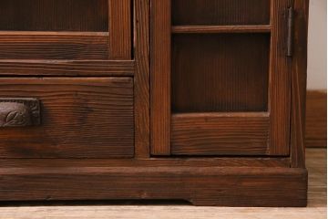 アンティーク家具　和製アンティーク　昭和初期　ヒノキ材　引き出し付き　レトロな雰囲気溢れる下駄箱(収納棚、戸棚)(R-044553)