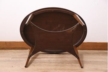 アンティーク家具　イギリスアンティーク　象嵌　マホガニー材　エドワーディアン　象嵌細工が施されたオケージョナルテーブル(サイドテーブル、花台、オーバルテーブル、カフェテーブル)(R-044554)