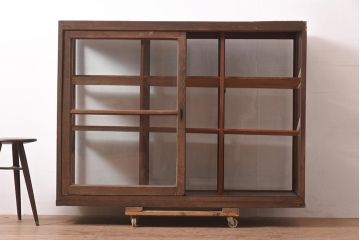 アンティーク家具　昭和初期　木の風合いが味わい深いガラスケース(ショーケース、陳列棚)(R-044557)