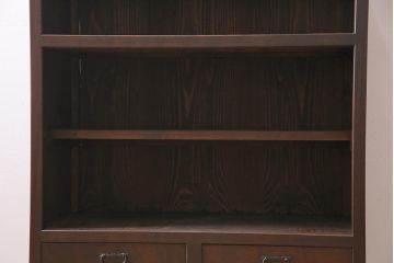 アンティーク家具　和製アンティーク　昭和初期　前面ケヤキ材　格子がアクセントになったリメイク水屋箪笥キャビネット(戸棚、収納棚)(R-044566)