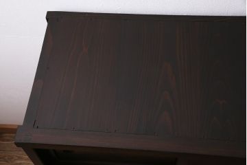 アンティーク家具　和製アンティーク　昭和初期　前面ケヤキ材　格子がアクセントになったリメイク水屋箪笥キャビネット(戸棚、収納棚)(R-044566)