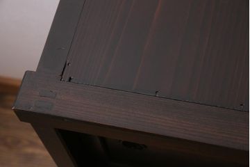 アンティーク家具　和製アンティーク　昭和初期　前面ケヤキ材　格子がアクセントになったリメイク水屋箪笥キャビネット(戸棚、収納棚)(R-044566)