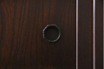 アンティーク家具　和製アンティーク　昭和初期　前面ケヤキ材　格子がアクセントになったリメイク水屋箪笥キャビネット(戸棚、収納棚)(R-044566)