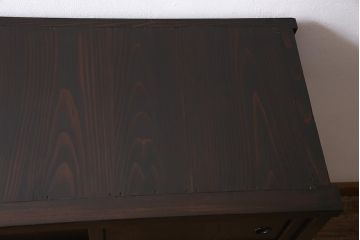 アンティーク家具　和製アンティーク　昭和初期　前面ケヤキ材　格子がアクセントになったリメイク水屋箪笥キャビネット(戸棚、収納棚)(R-044566)