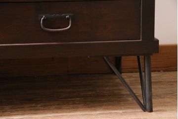 アンティーク家具　和製アンティーク　昭和初期　前面ケヤキ材　格子がアクセントになったリメイク水屋箪笥キャビネット(戸棚、収納棚)(R-044566)