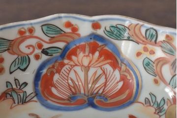 幕末〜明治　伊万里焼　色絵金彩兎図　なます皿2枚(中皿)(R-044567)