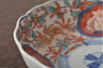 幕末〜明治　伊万里焼　色絵金彩兎図　なます皿5枚(中皿)(R-044569)