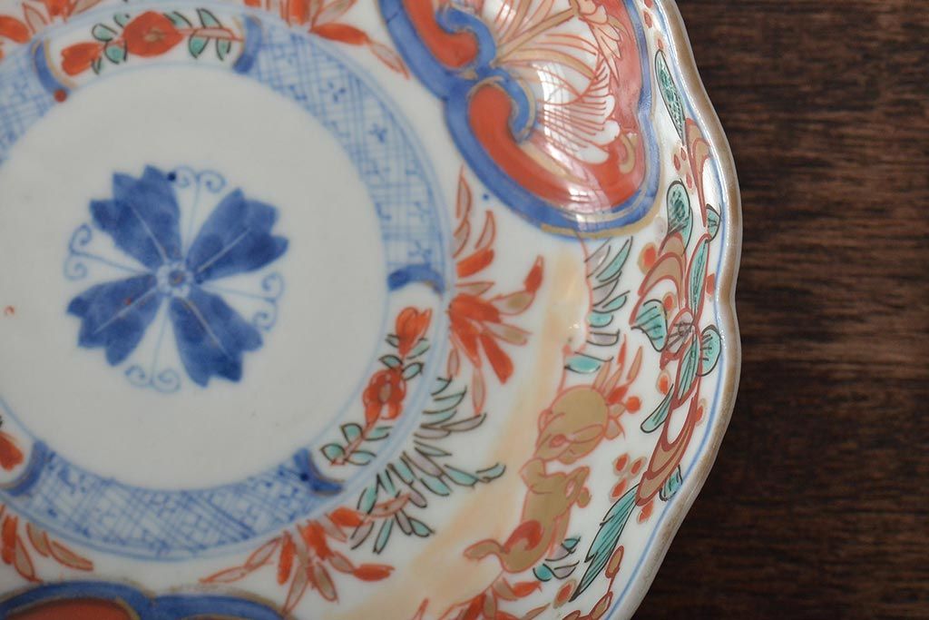 幕末〜明治　伊万里焼　色絵金彩兎図　なます皿5枚(中皿)(R-044569)