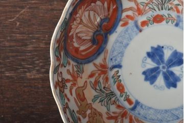 幕末〜明治　伊万里焼　色絵金彩兎図　なます皿5枚(中皿)(R-044569)