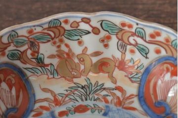 幕末〜明治　伊万里焼　色絵金彩兎図　なます皿5枚(中皿)(R-044569)