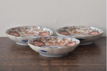 幕末〜明治　伊万里焼　色絵金彩兎図　小皿3枚(和食器)(R-044570)