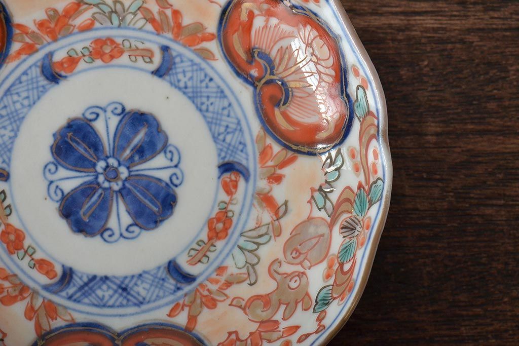 幕末〜明治　伊万里焼　色絵金彩兎図　小皿3枚(和食器)(R-044570)