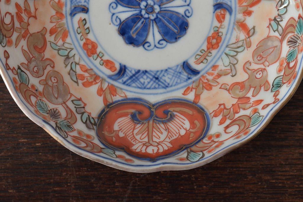 幕末〜明治　伊万里焼　色絵金彩兎図　小皿3枚(和食器)(R-044570)