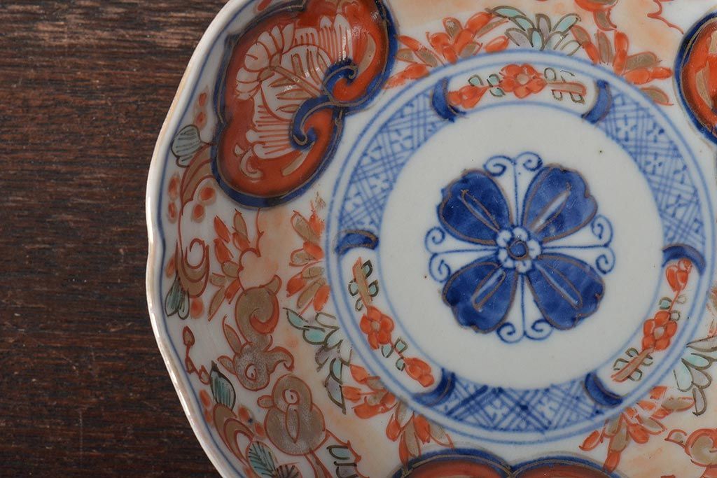 幕末〜明治　伊万里焼　色絵金彩兎図　小皿3枚(和食器)(R-044570)