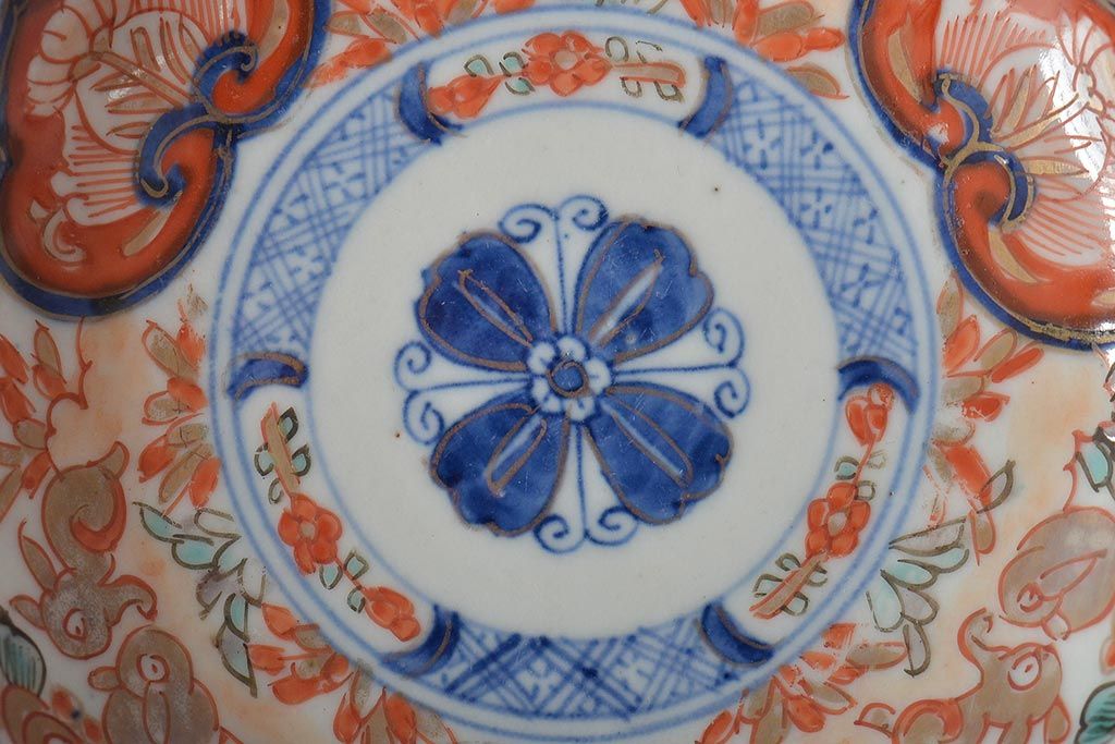 幕末〜明治　伊万里焼　色絵金彩兎図　小皿3枚(和食器)(R-044570)