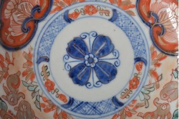 幕末〜明治　伊万里焼　色絵金彩兎図　小皿3枚(和食器)(R-044570)