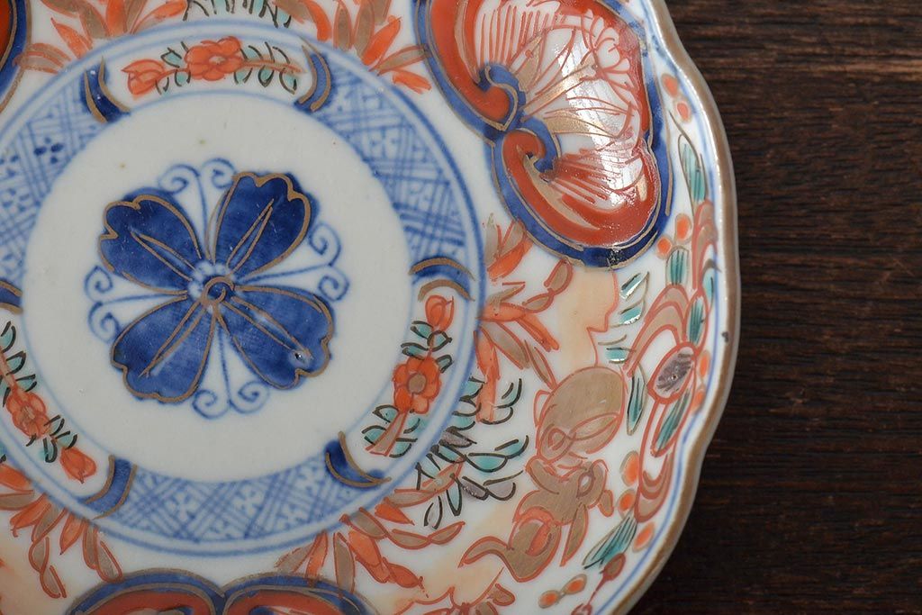 幕末〜明治　伊万里焼　色絵金彩兎図　小皿3枚(和食器)(R-044571)