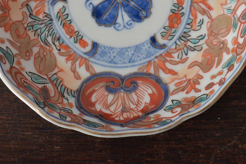 幕末〜明治　伊万里焼　色絵金彩兎図　小皿3枚(和食器)(R-044571)