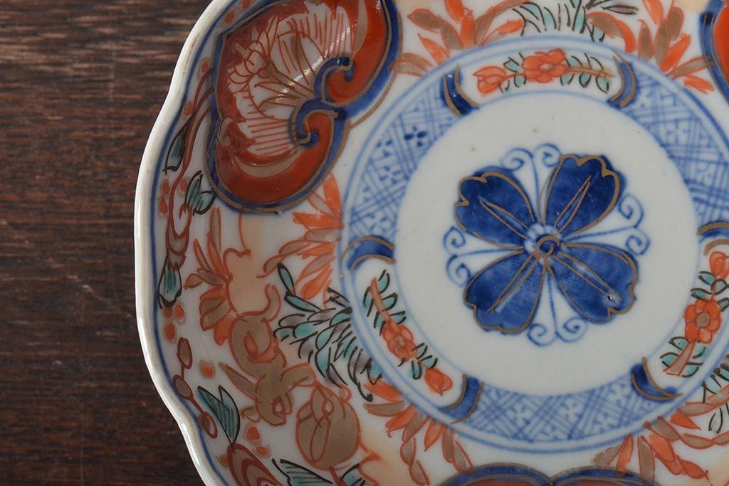 幕末〜明治　伊万里焼　色絵金彩兎図　小皿3枚(和食器)(R-044571)