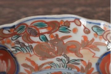 幕末〜明治　伊万里焼　色絵金彩兎図　小皿3枚(和食器)(R-044571)