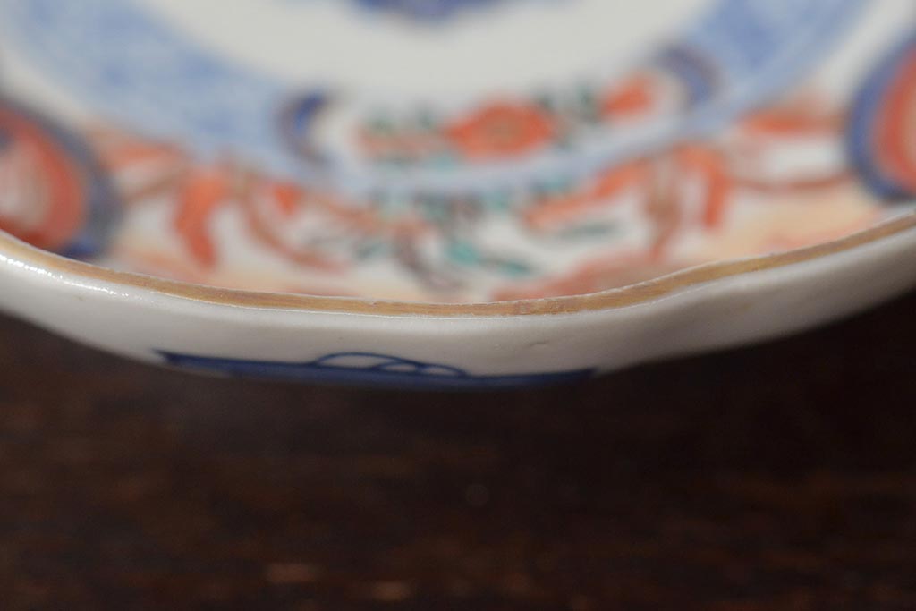 幕末〜明治　伊万里焼　色絵金彩兎図　小皿3枚(和食器)(R-044571)