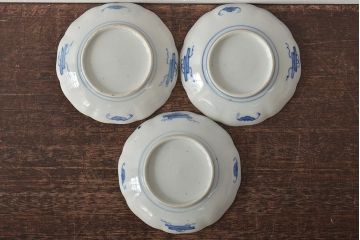 幕末〜明治　伊万里焼　色絵金彩兎図　小皿3枚(和食器)(R-044571)