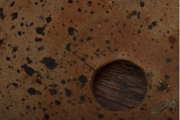 古い丸型植木鉢(中国海鼠白交趾釉?)(R-044573)